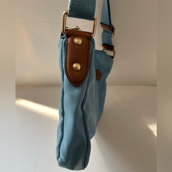 Coach Sawyer Crossbody Bag Canvas Leather Blue Brown - Picture 3 of 10